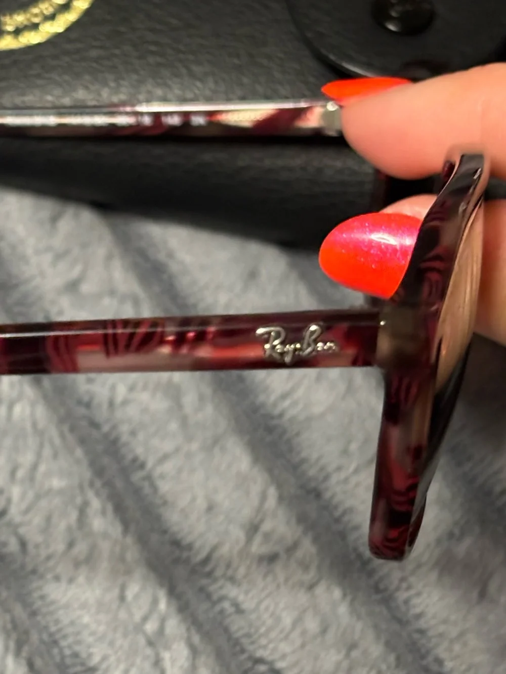 Ray-Ban Burgundy Tortoise Frame Sunglasses with Dark Red Lenses